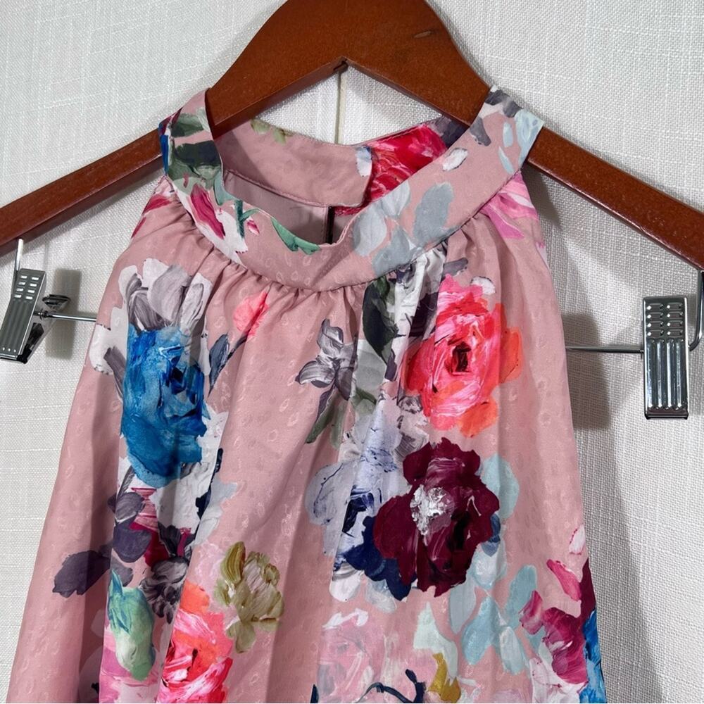 Adrianna Papell Floral Satin Jacquard Halter Event Gown Size 6 - Picture 8 of 16